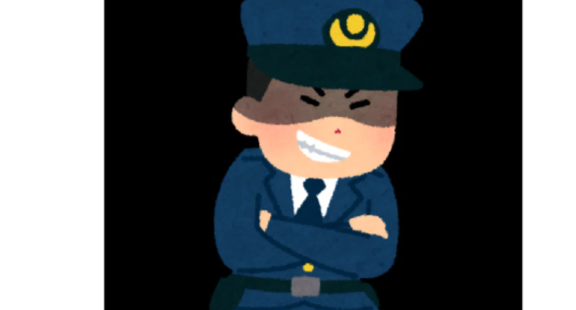 天下りする警察官のイラスト