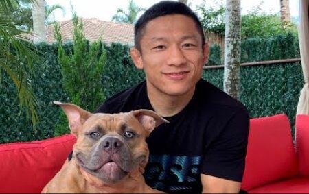 飼い犬のピットブルと堀口恭司