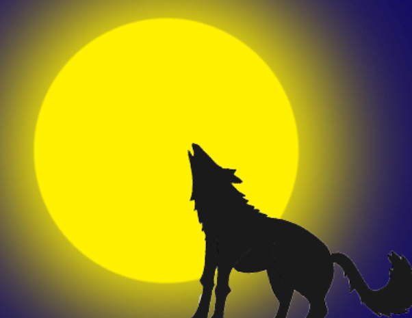 月に向かって吠える狼